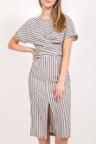  Striped Twist Front Dress