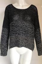  Charcoal Color-block Crochet-sweater