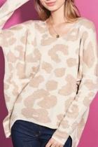  Leopard Vee Neck Sweater