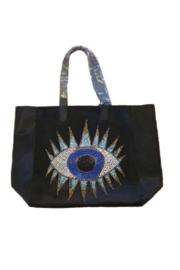  Black Velvet Tote W/crystal Eye