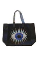  Black Velvet Tote W/crystal Eye