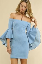 Bell-sleeve Off-shoulder Denim-dress