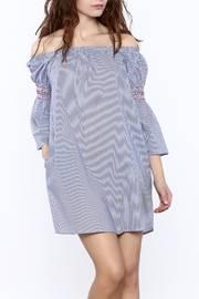  Stripe Off-shoulder Dress