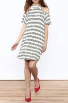  Striped Cold Sholder Dress