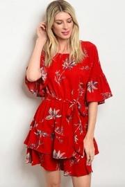  Ruffled Tunic Dress-tomato-red
