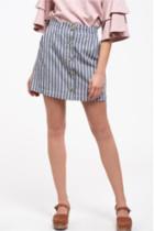 Stripe Skirt With Large Buttons