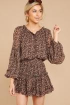  Brown Print Dress