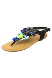  Black Pompom Sandals