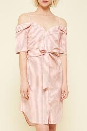  Striped Open-shoulder Shirt-dress