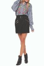  Belted Zipper Mini-skirt