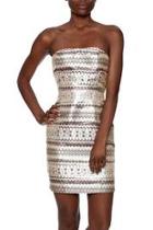  Metallic Aztec Strapless Dress