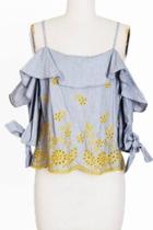  Embroidered Off-shoulder Top