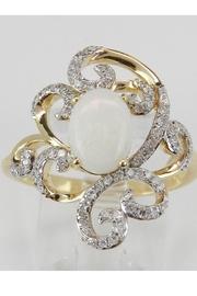  14k Yellow Gold Diamond And Opal Engagement Cocktail Ring Size 7 October Gem Free Sizing