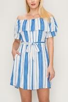  Striped Button Dress