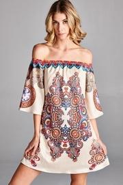  Boho Print Off-shoulder-dress