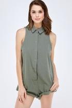  Olive Denim Romper