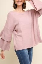  Blush Ruffle-sleeve Sweater