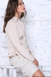  Faux Suede Ruffle Hem Jacket