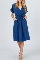 Blue Wrap Midi-dress