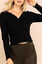  Ruffle-edge V-neck Top