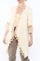  Beige Embroidered Lace Cardigan