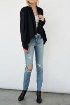  Suede Drape Front Jacket