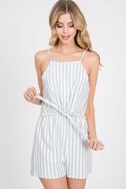  Striped Front Tie Romper