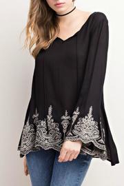  Embroidered Hem Top
