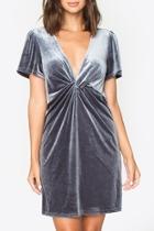  Plunging Twist-front Velvet-dress