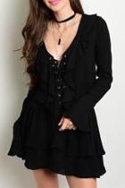  Black Lace-up Dress