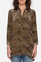  Embroidered Camo Tunic Top