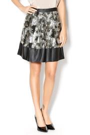  Pleated Leather Sequin Skirt