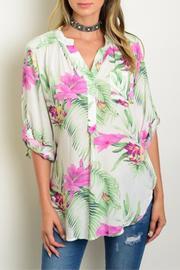  Palm Floral Blouse