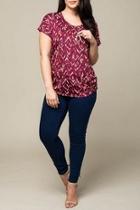  Ruched Print Top