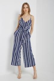  Lovely Navy-stripes Pocket-jumpsuit