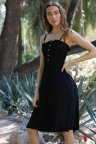  Black Faux-button Dress