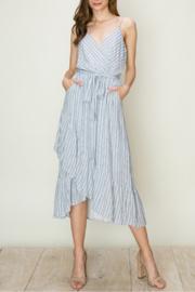  Striped Wrap Midi Dress