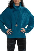  Chevron Dolman Sleeve Turtleneck Sweater
