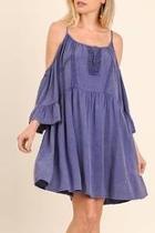  Purple Cold Shoulder Dress