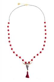  Bull, Red-tassle And Corals Necklace