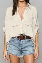  Pleated Buttondown Top