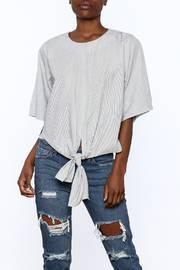  White Pinstripe Knotted Top