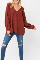  Burshed Lantern Sleeve Sweater