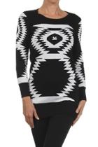  Geometric Sweater Tunic Top