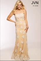  Embroidered Strapless Gown