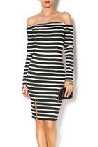  Striped Off Shoulder Dress