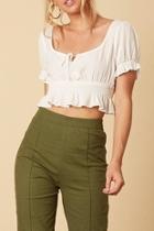  Short-sleeve Tie-front Blouse