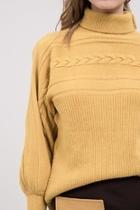  Cable Mustard Turtleneck
