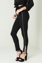  Midrise Black Jean With Gold Side Line