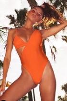  Orange Cutout Swimsuit